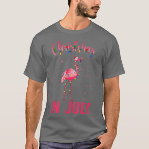 Camiseta Pink Flamingo In Santa Hat Christmas In July Girl