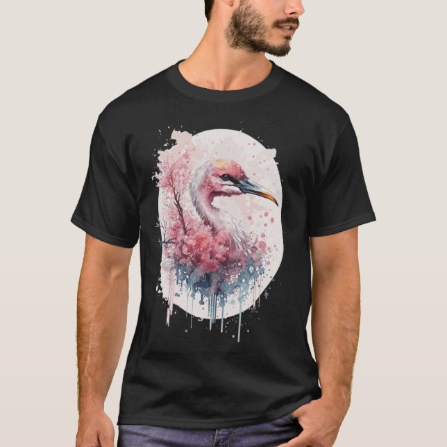 Camiseta Pink Flamingo Japanese Cherry Blossom Sakura (Frente)