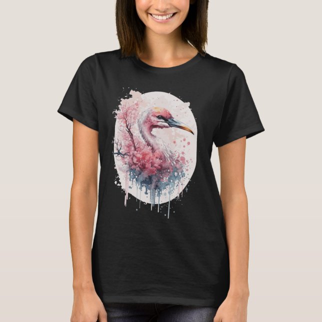 Camiseta Pink Flamingo Japanese Cherry Blossom Sakura (Frente)