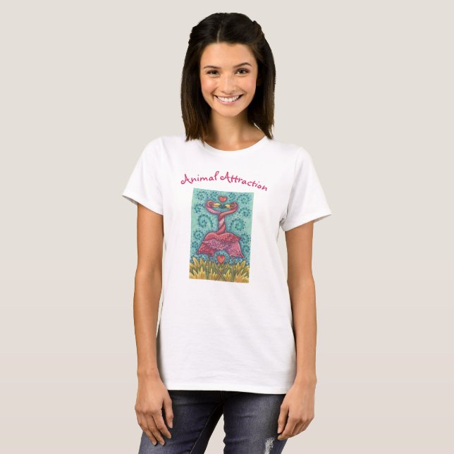 Camiseta PINK FLAMINGO Kissing T SHIRT Womens *Personalizar (Frente Completa)