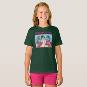 CAMISETA PINK FLAMINGOS FAZEM NEVE, AVES DE NATAL ENGRAÇADO