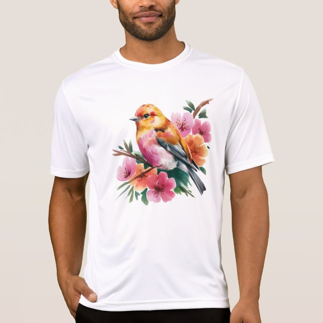 Camiseta Pink Flower Bird (Frente)