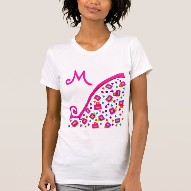 CAMISETA PINK FUCHSIA WHITE ABSTRATO DECO MONOGRAMA (Frente)
