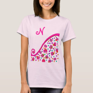 CAMISETA PINK FUCHSIA WHITE ABSTRATO DECO MONOGRAMA