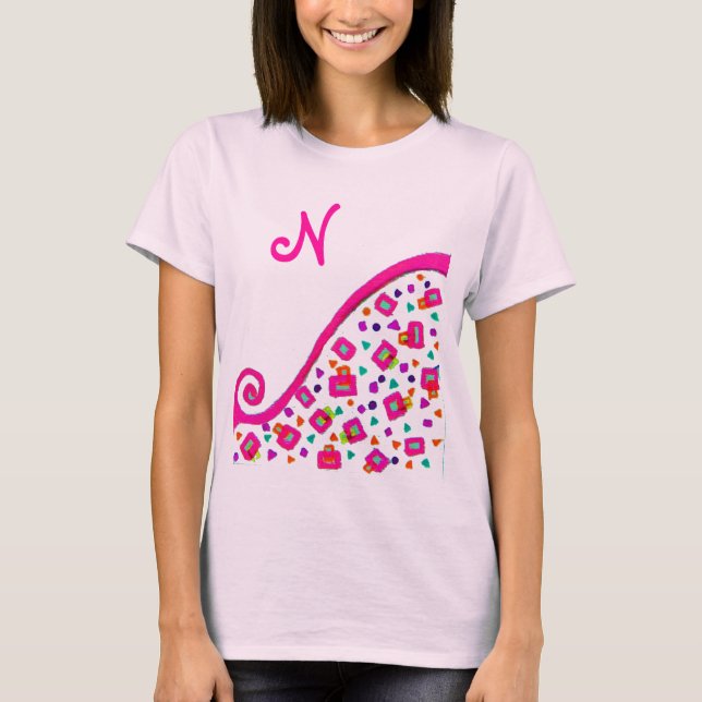CAMISETA PINK FUCHSIA WHITE ABSTRATO DECO MONOGRAMA (Frente)