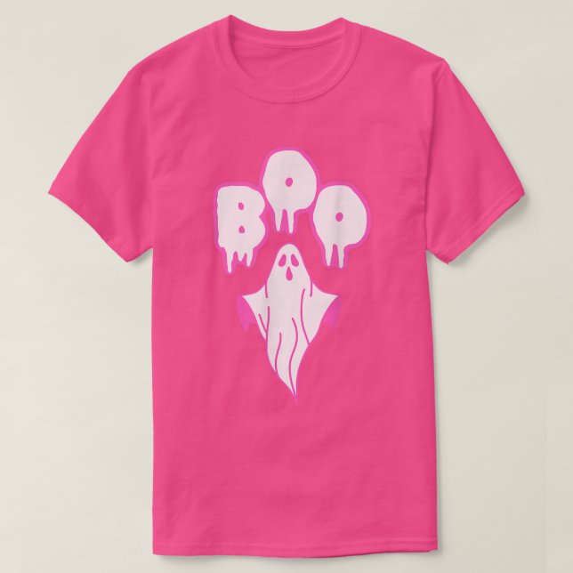 Camiseta Pink Ghost Boo Halloween Costume  (Frente do Design)