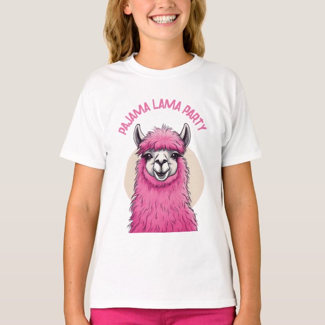Camiseta Pink Happy Smiling Lama (Frente)