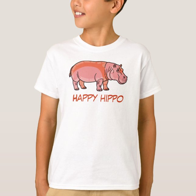 Camiseta Pink Hippo Kids T-Shirt – Cute and Playful Animal  (Frente)