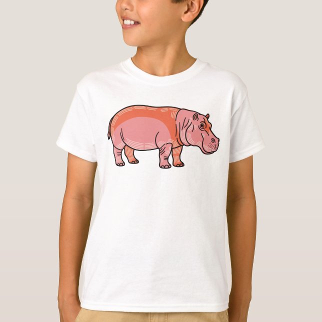Camiseta Pink Hippo Kids T-Shirt – Cute and Playful Animal  (Frente)
