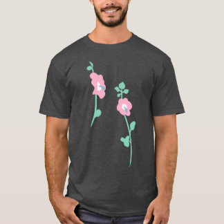 Camiseta pink hollyhock garden pattern