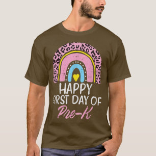 Camiseta Pink Leopard Rainbow Happy First Day Of PreK Prek
