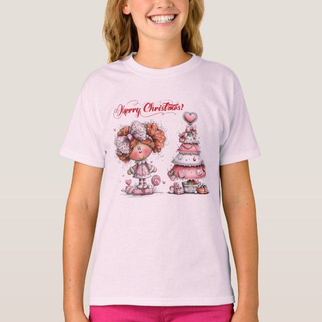 Camiseta Pink Merry Christmas  (Frente)