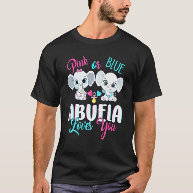 Camiseta Pink Or Blue Abuela Loves You Elephants Baby Gende (Frente)