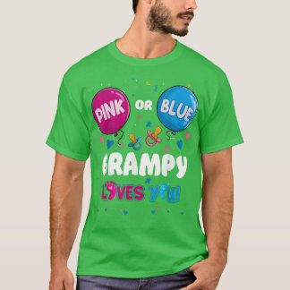 Camiseta Pink or Blue Balloon Grampy Loves You Gender Revea