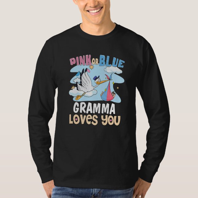 Camiseta Pink or Blue Gramma Loves You Best Grandma Ever Gr (Frente)