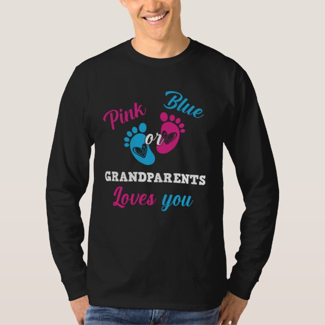 Camiseta Pink Or Blue Grandparents Loves You Gender Reveal  (Frente)