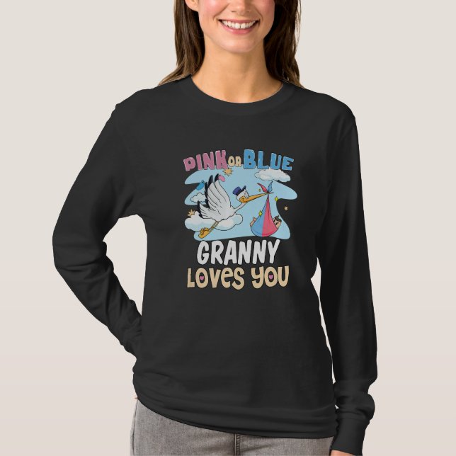 Camiseta Pink or Blue Granny Loves You Best Grandma Ever Gr (Frente)