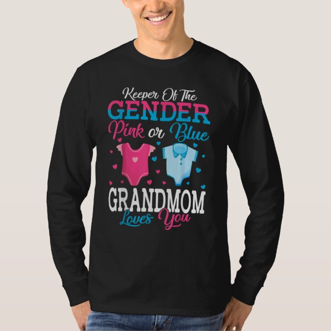 Camiseta Pink Or Blue Keeper Of The Gender Grandmom Loves Y (Frente)