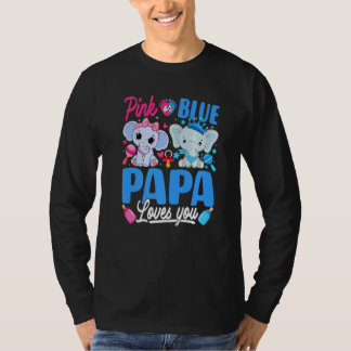 Camiseta Pink Or Blue Papa Loves You Gender Reveal Elephant