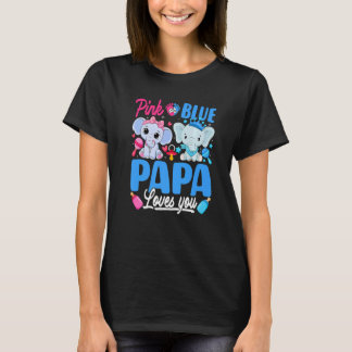 Camiseta Pink Or Blue Papa Loves You Gender Reveal Elephant