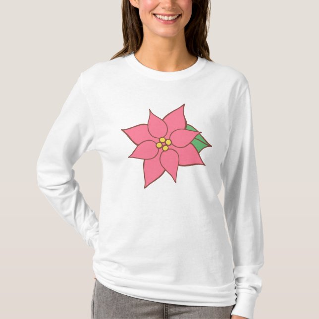 Camiseta Pink Poinsettia T Shirt  (Frente)
