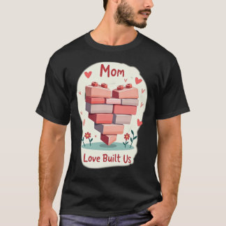 Camiseta Pink & Red Building Brick Heart MOM Love Built Us