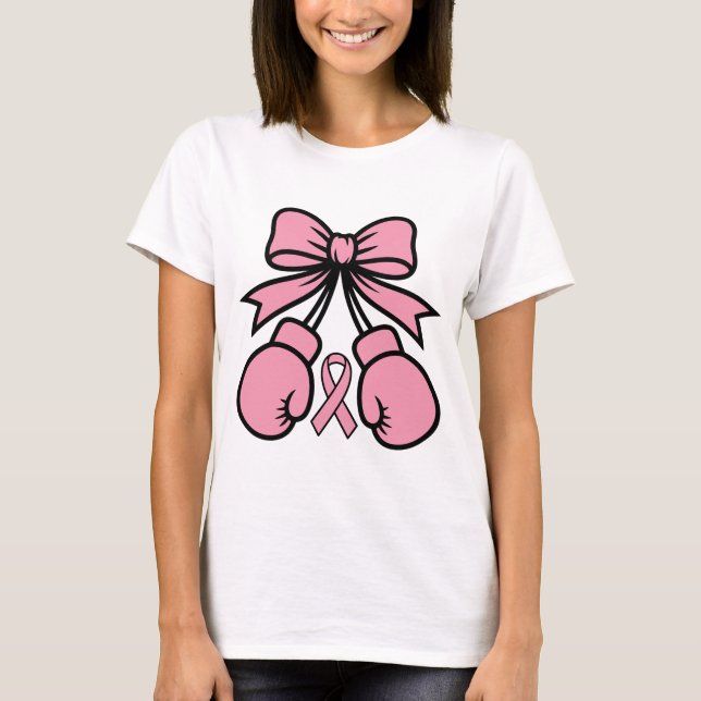 Camiseta Pink Ribbon Boxing Gloves Design – Breast Cancer (Frente)