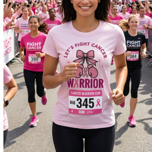 Camiseta Pink Ribbon Cancer Warrior Vamos Lutar