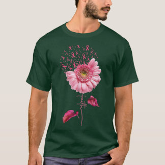 Camiseta Pink Ribbon Daisy Faith Breast Cancer Awareness M