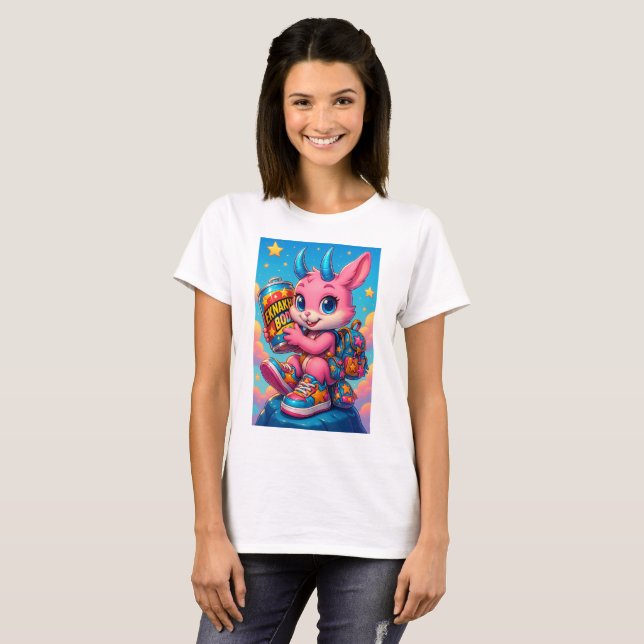 Camiseta Pink Rocket Bunny Graphic T-Shirt (Frente Completa)