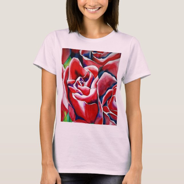 Camiseta Pink Roses — pintura de aquarela (Frente)