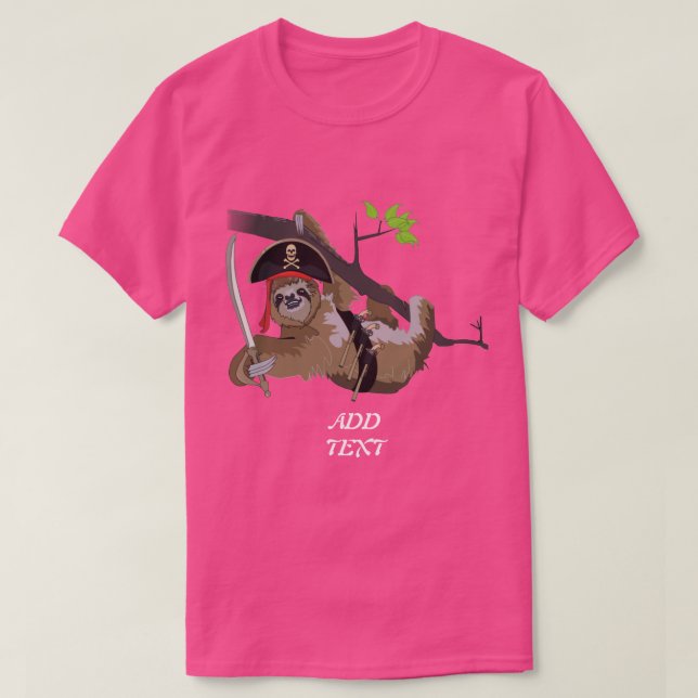 CAMISETA PINK SLOTH; CLASSIC JOLLY ROGER (Frente do Design)