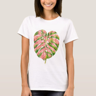 Camiseta Pink Tartan Scottish Monstera Watercolour Botanic
