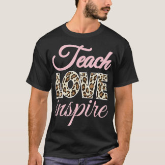 Camiseta Pink Teach Love Inspire Cute Leopard Cheetah Print