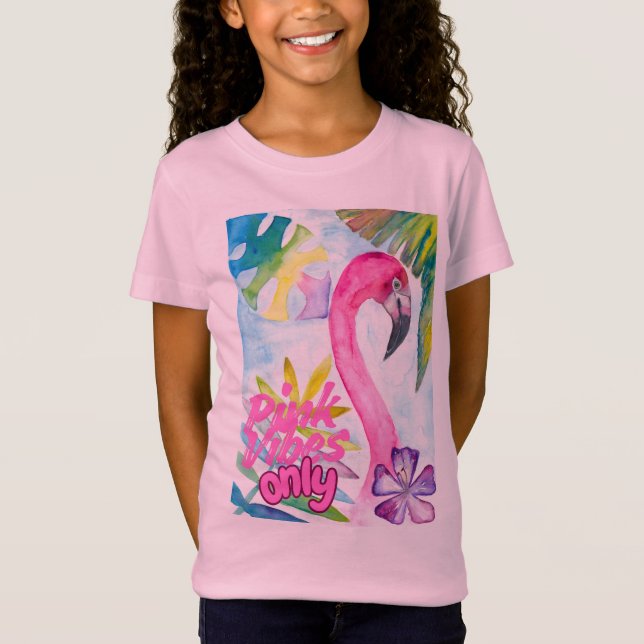 Camiseta Pink Vibes Only – Pink Flamingo (Frente)