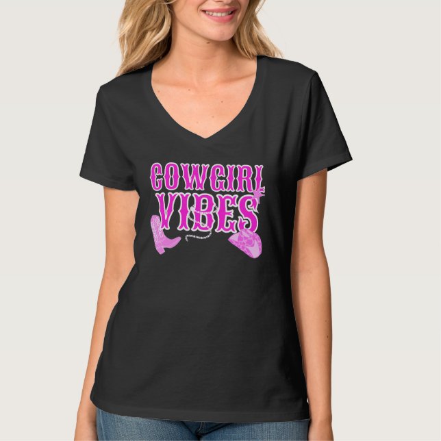 Camiseta Pink Wild West Rodeo Yeehaw Country Cowgir (Frente)
