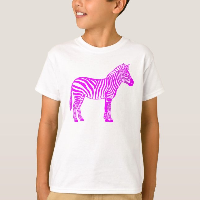 Camiseta Pink Zebra Kids T-Shirt – Cute Striped Animal Tee  (Frente)