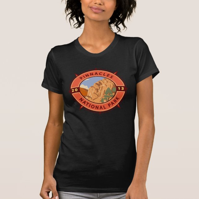 Camiseta Pinnacle National Park Retro Compass Emblem (Frente)