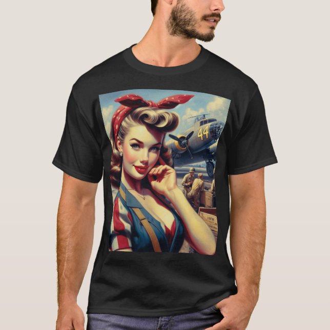 Camiseta Pino de avião da Vintage (Frente)
