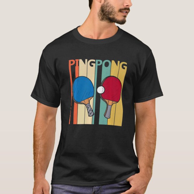 Camiseta Pino De Ping Retro Para Homens Ping Pong Para Cria (Frente)