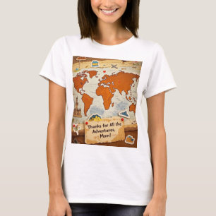 Camiseta Pinos e marcos do mapa mundial