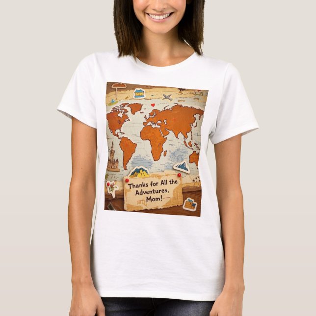Camiseta Pinos e marcos do mapa mundial (Frente)