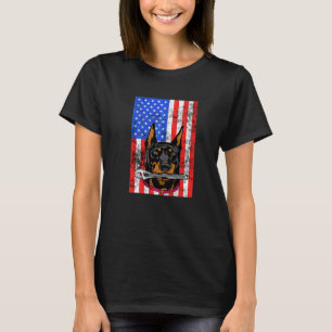 Camiseta Pins Doberman Mecânico Bandeira Americana Patrióti