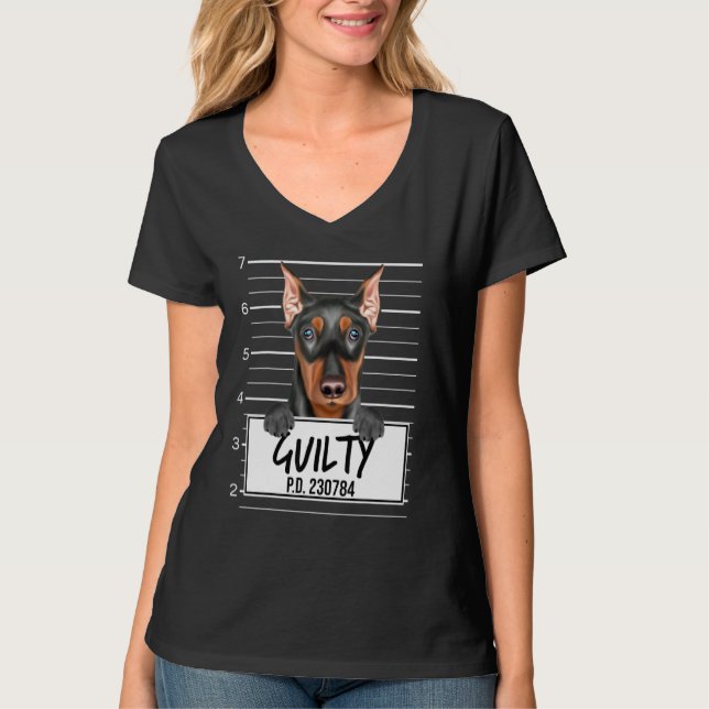 Camiseta Pinscher alemão Mugshot Guilherme Dog (Frente)