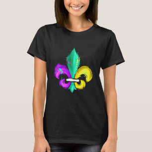 Camiseta Pintado Roxo Verde E Dourado Fleur De Lis Para M