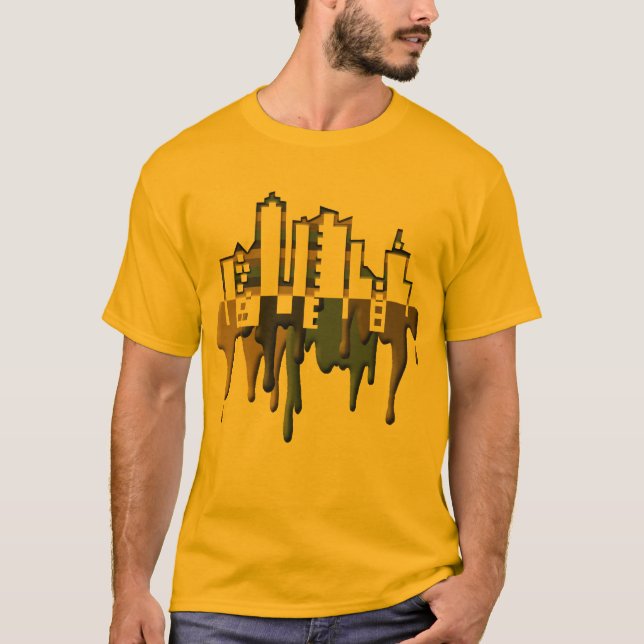 Camiseta pinte a SKYLINE do gotejamento (Frente)