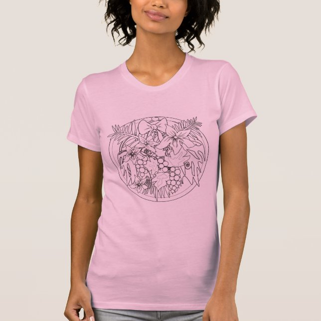 Camiseta Pinte você mesmo um padrão tropical (Frente)