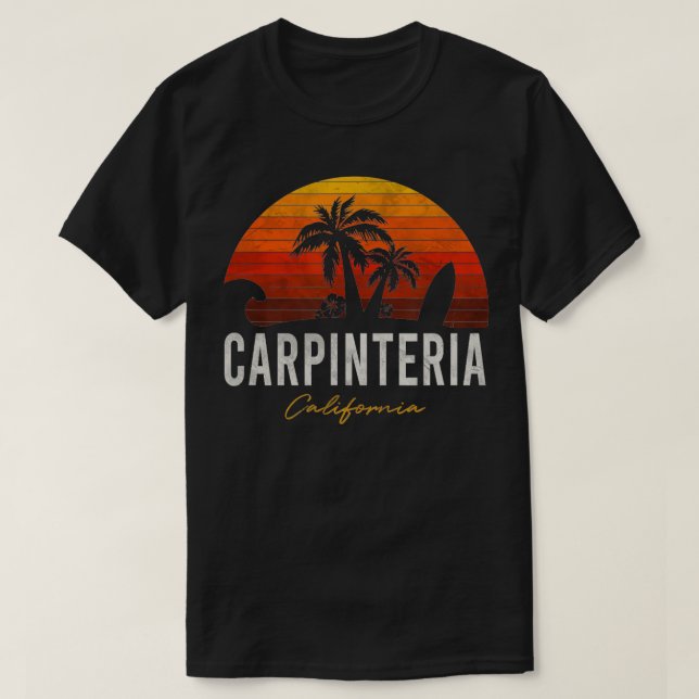 Camiseta pinteria Beach California Palms Vacement Surf Sund (Frente do Design)