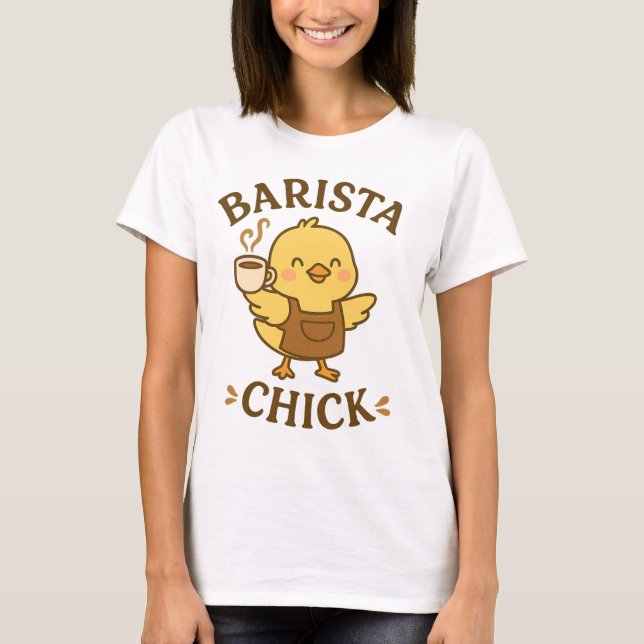 Camiseta Pintinho Barista - Presente de Sobrecarga de Café  (Frente)