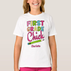 Camiseta Pintinho Colorido De Primeiro Grau De Volta À Esco